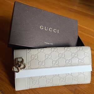 GUCCI HEART-BIT GUCCISSIMA LEATHER CONTINENTAL FLAP WALLET